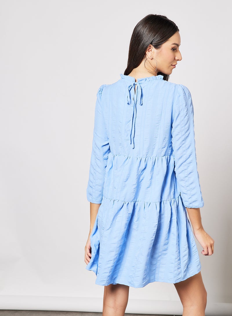 LABEL RAIL - Tiered Mini Dress Light Blue - Image 1