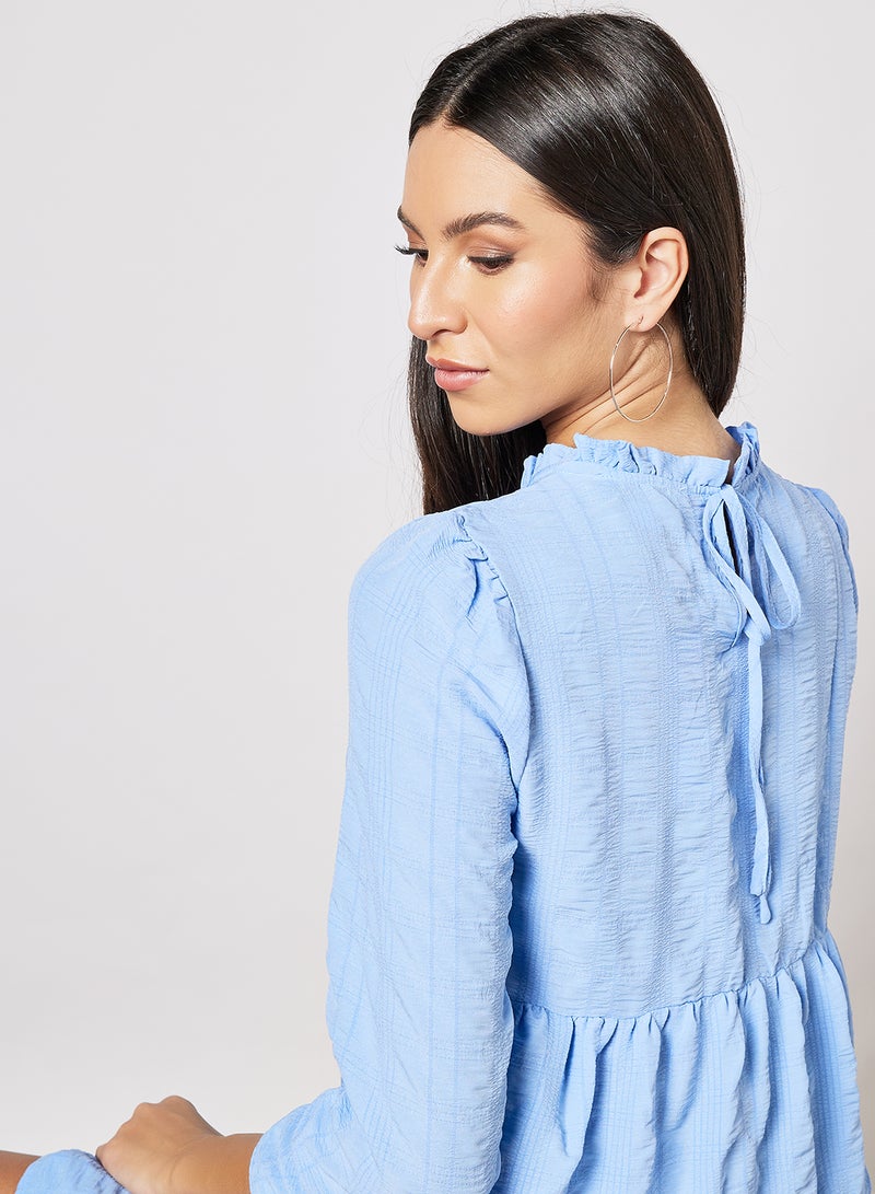 LABEL RAIL - Tiered Mini Dress Light Blue - Image 1
