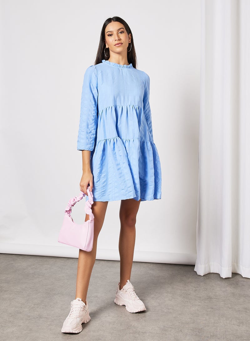 LABEL RAIL - Tiered Mini Dress Light Blue - Image 1