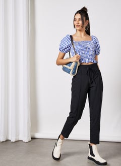LABEL RAIL Shirred Crop Top Blue  - Image 2