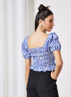 LABEL RAIL Shirred Crop Top Blue  - Image 3