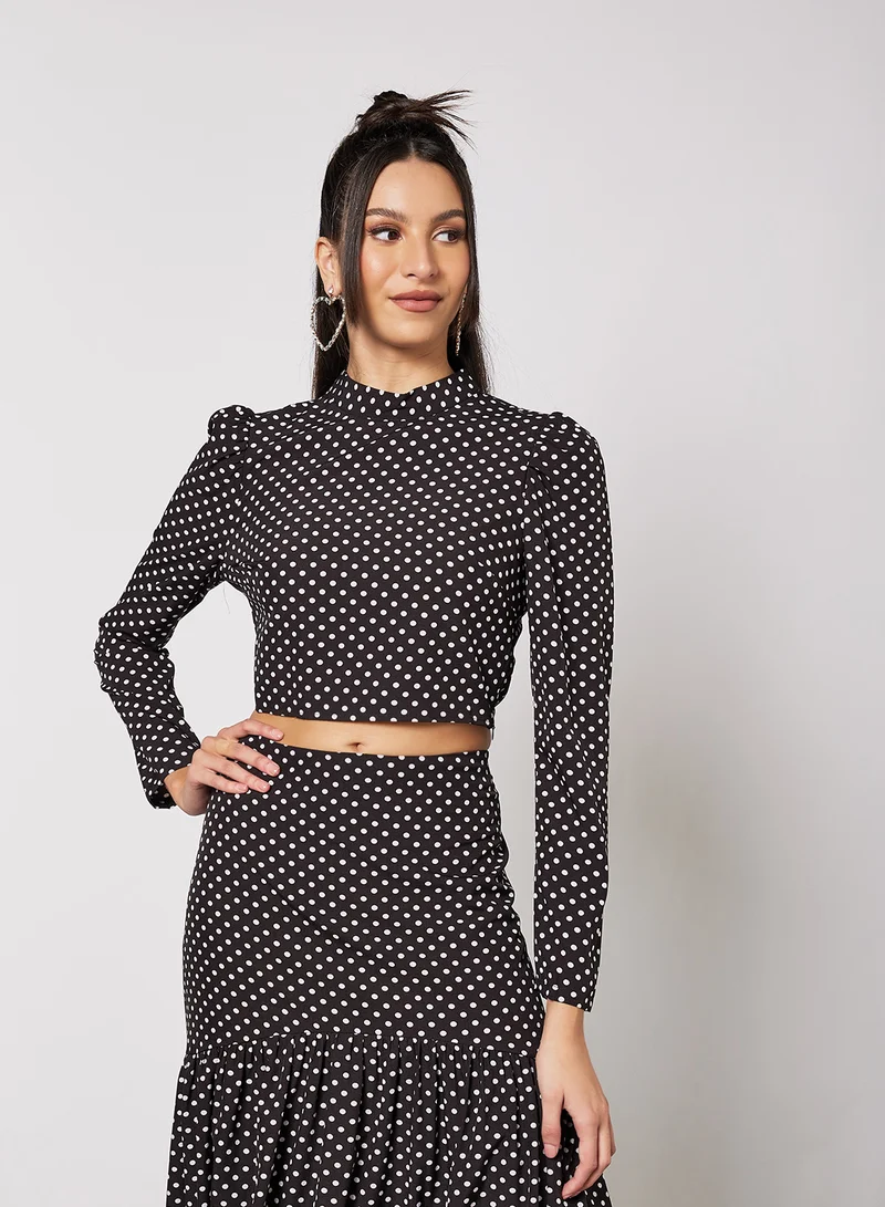 LABEL RAIL Polka Dot Print Crop Top