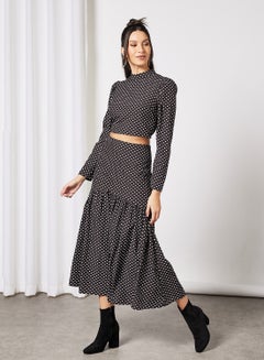 LABEL RAIL Polka Dot Print Crop Top Black  - Image 2