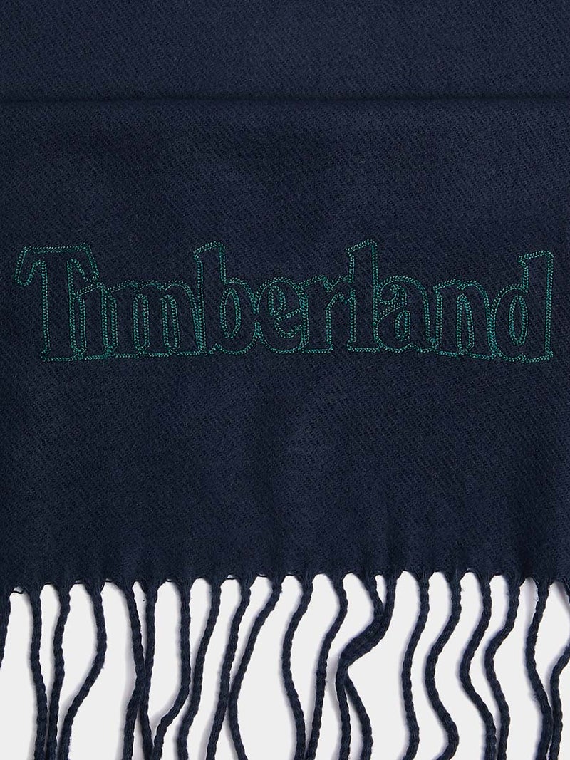 تمبرلاند Embroidered Signature Detail Fringe Edge Scarf Dark Blue - Image 3