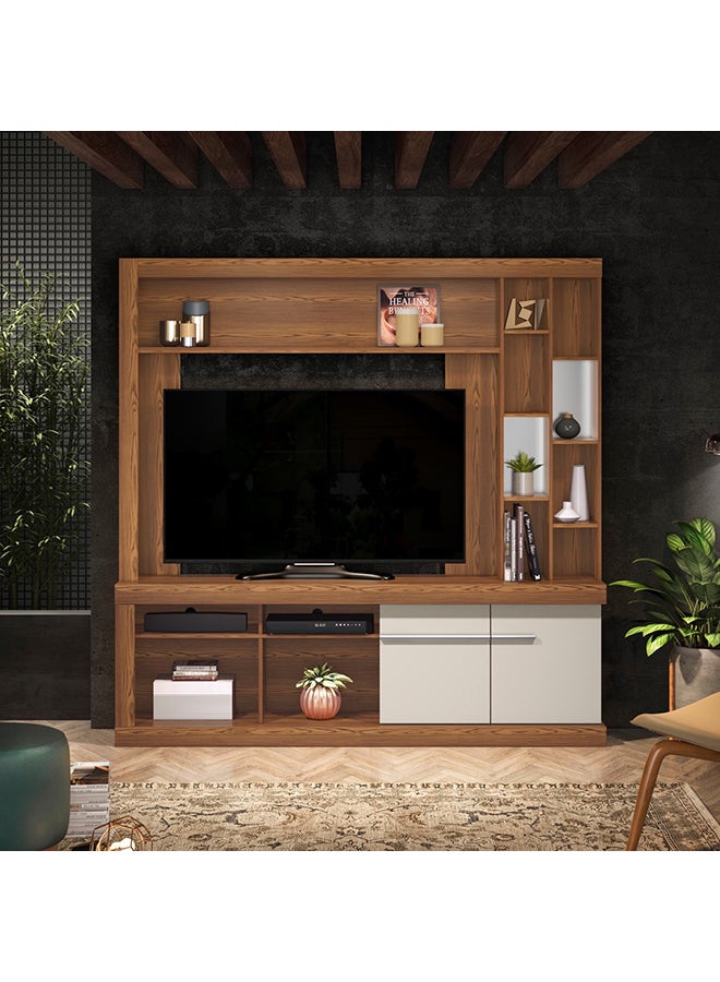 هوم بوكس - وحدة حائط للتلفزيونات حتى 65 بوصة من كانيلا بني 37x199x200سم - Image 1