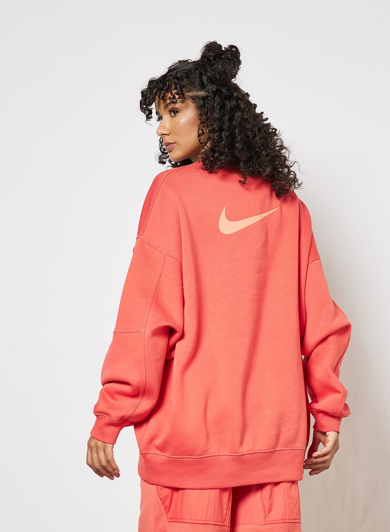 Nike Swoosh Fleece Oversized Sweatshirt Pink  - Image 3