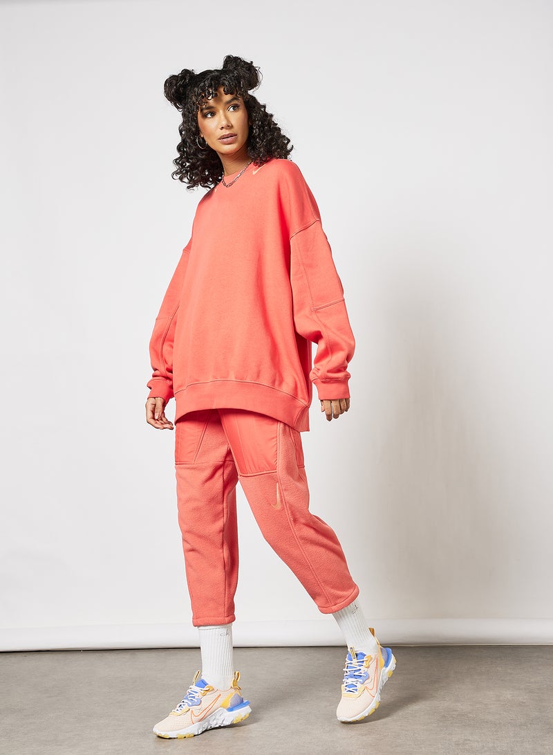 Nike Swoosh Fleece Oversized Sweatshirt Pink  - Image 4