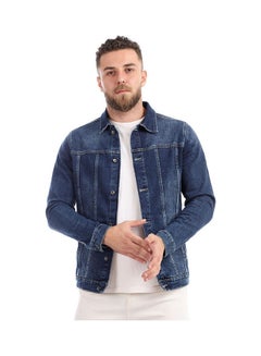 Andora Casual Plain/Basic Collared Neck Long Sleeve  Jackets Dark Blue  - Image 1