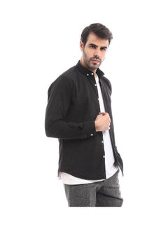 Andora Casual Plain Basic Long Sleeve Shirt Black  - Image 2
