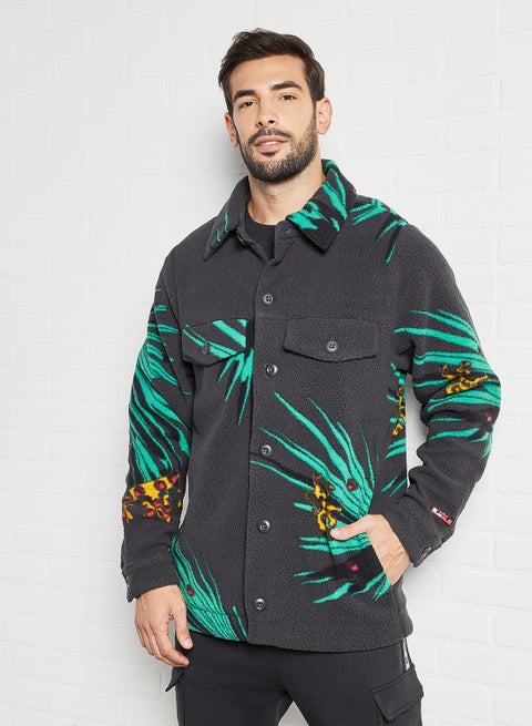 LeBron Button Down Sherpa Jacket Grey