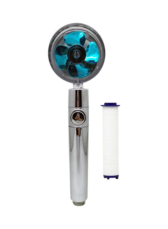 Handheld Shower Head with Turbo Fan ON/Off Pause Switch Cotton Filter Water Saving High Pressure Blue 27.50 x 4.00 x 8.00cm  - Image 1
