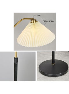 Modern Pleated Cloth Cover LED Floor Lamp 12 Watt with Warm Light Metal Black 174 x 28 x 41cm - v1636543484/N51812297A_5