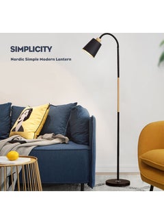 Simple LED Corner Floor Lamp With Button Switch Metal warm Light 40 Watt Black 150 x 21 x 13cm