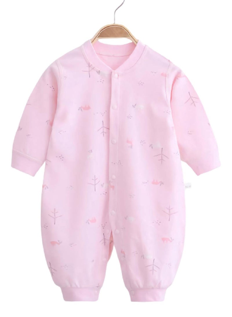 Generic - Baby Girl Infant Romper Pink Outfit Jumpsuit Soft Cotton Dress Sleepsuit Onesies Full Sleeve Light Pink - Image 1