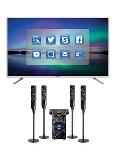 NIKAI 75 Inch 4K UHD Smart TV With 5.1 Home Theatre - Bundle Offer UHD75SLEDT+NHT6500BT-TR Silver/Black  - Image 1