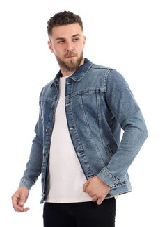 Andora Casual Plain/Basic Collared Neck Long Sleeve  Jackets Blue  - Image 2