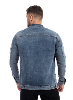 Andora Casual Plain/Basic Collared Neck Long Sleeve  Jackets Blue  - Image 3