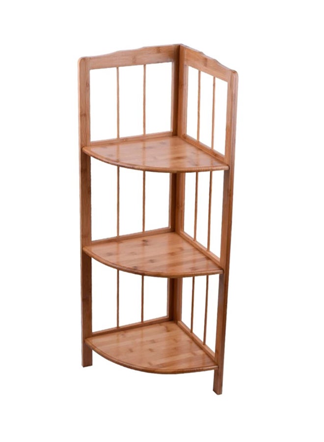 Roman Gifts - 3-Tier Bamboo Corner Shelf Storage Rack Brown 32x32x98centimeter - Image 1
