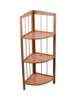 3-Tier Bamboo Corner Shelf Storage Rack Brown 32x32x98centimeter