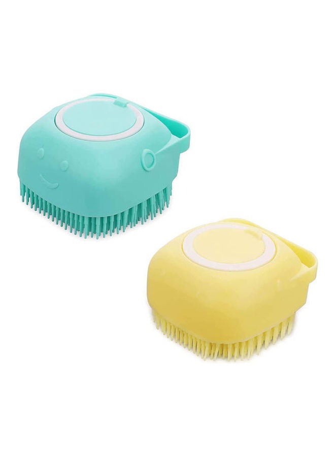 2Pcs Pet Dog Bath Brush Comb Silicone Rubber Massage Brush Hair Fur Multicolour - Image 1