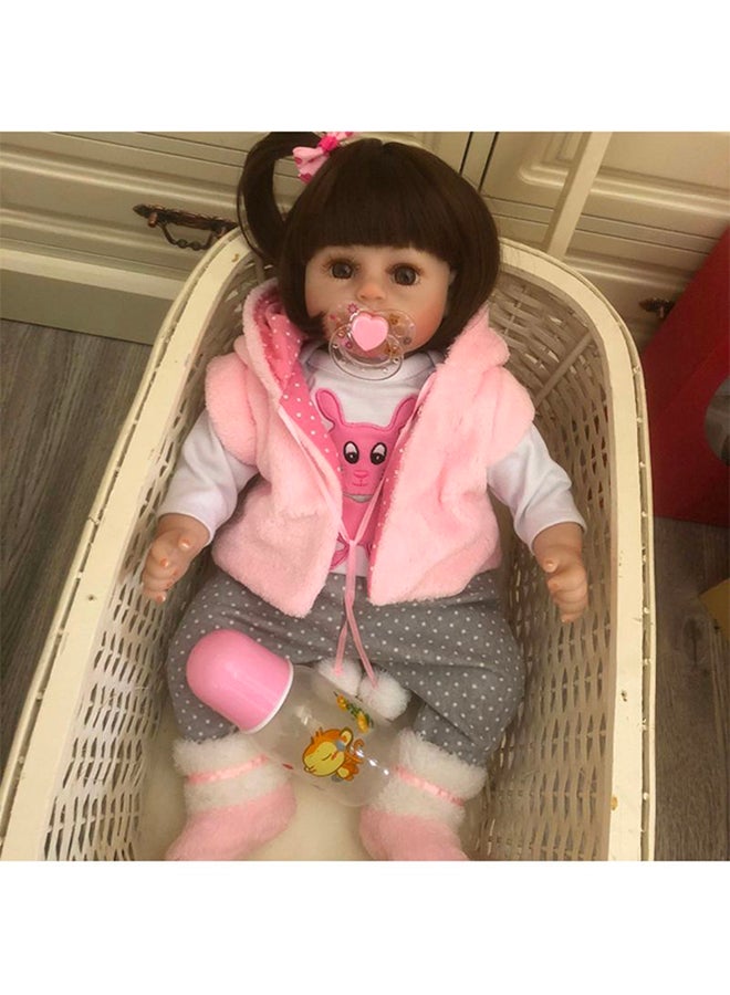 Generic - Reborn Baby Doll With Plush Toy 19Inch Eye Color Selection, Pacifier And Bottle 19inch - Image 1