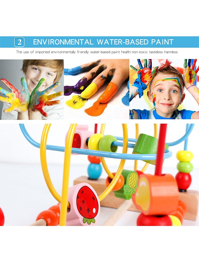 YIRAN - Wooden Fruits Bead Maze Roller Coaster Non-Toxic Activity Educational Game Toy - Image 1