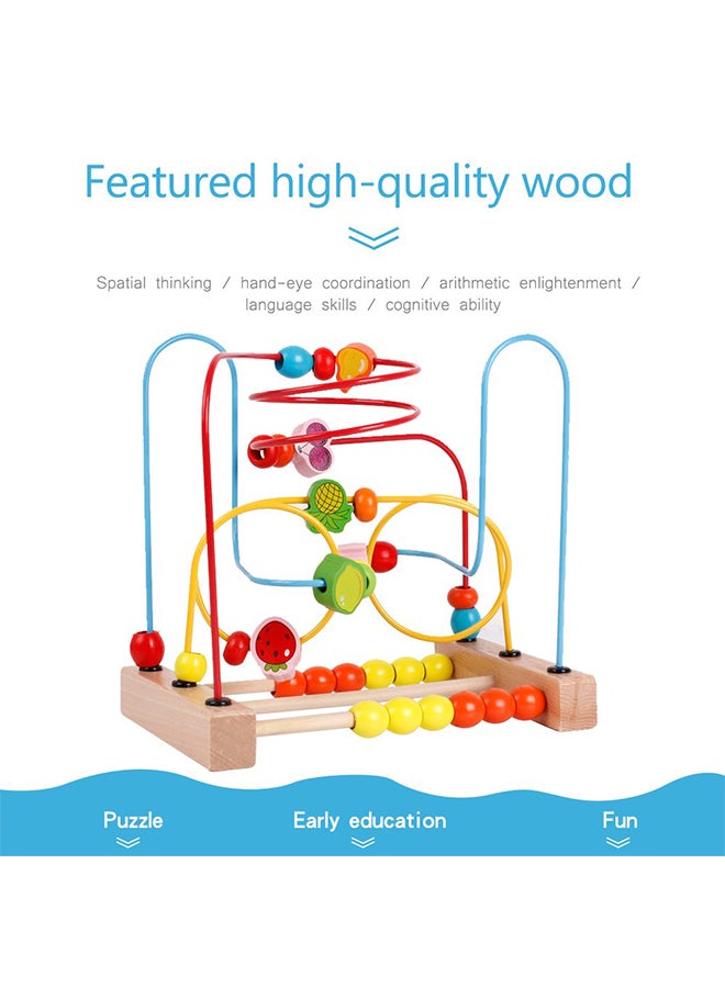 YIRAN - Wooden Fruits Bead Maze Roller Coaster Non-Toxic Activity Educational Game Toy - Image 1