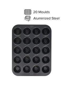 chicago metallic 20 Hole Tea Cake Pan Black 5x3cm  - Image 1