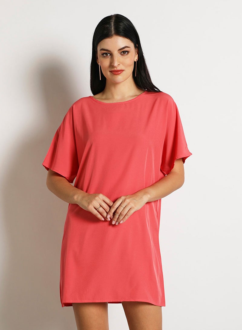 Aila Women's Casual Mini Short Sleeve Dress Pink  - Image 1