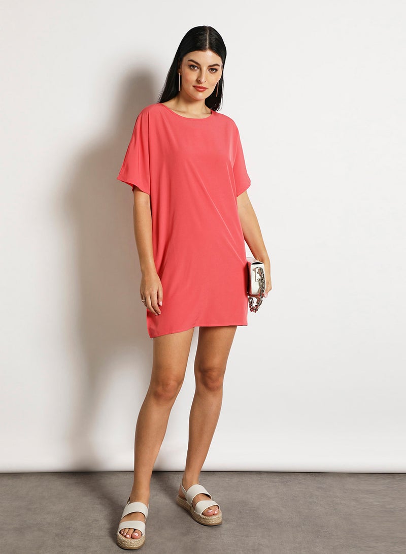 Aila Women's Casual Mini Short Sleeve Dress Pink  - Image 3