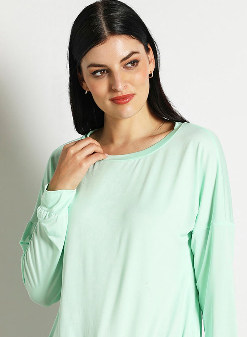 Aila Women'S Casual Knit Long Sleeve Plain Basic T-Shirt Mint  - Image 4