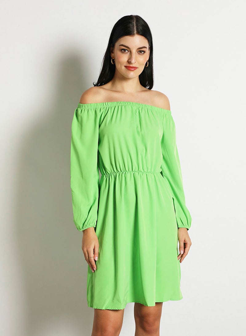 Aila Women'S Casual Mini Short Sleeve Plain Basic Dress Green  - Image 1