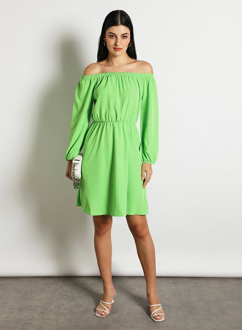 Aila Women'S Casual Mini Short Sleeve Plain Basic Dress Green  - Image 2