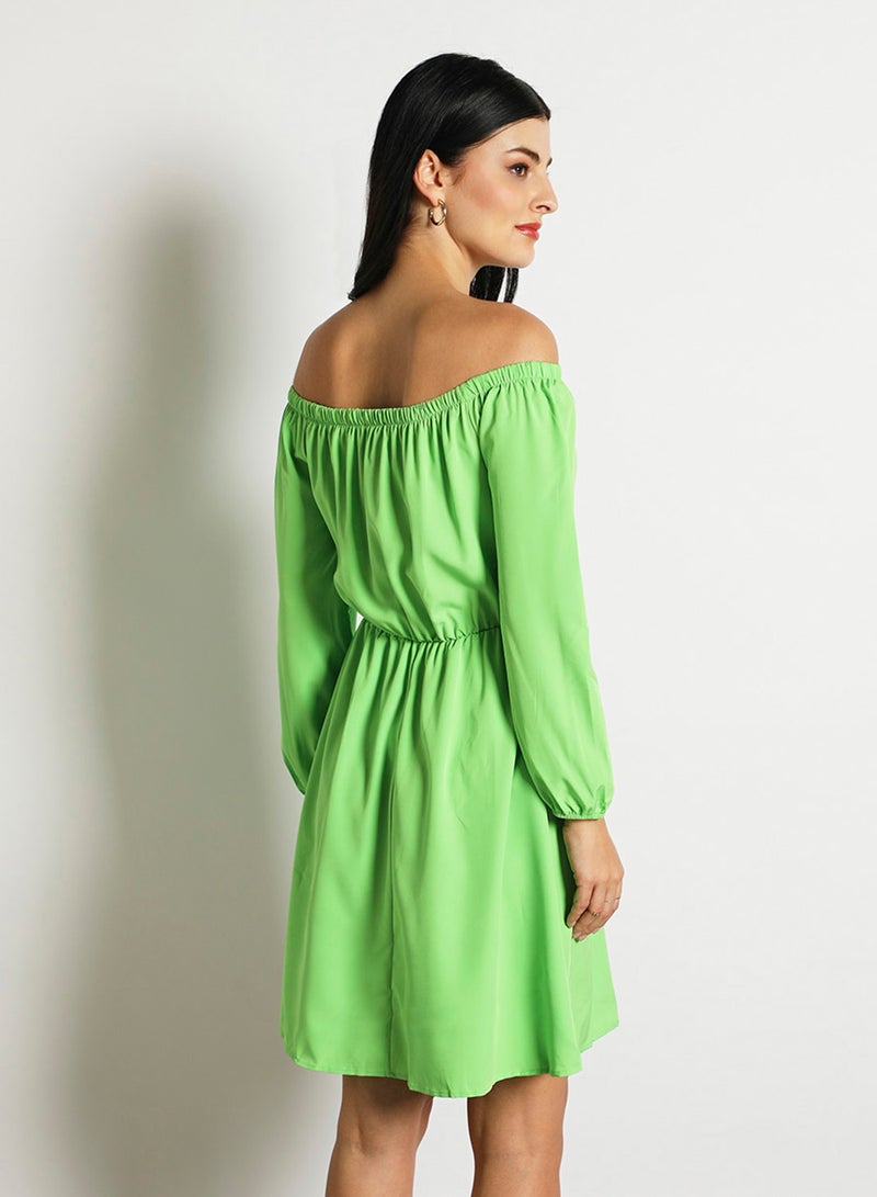 Aila Women'S Casual Mini Short Sleeve Plain Basic Dress Green  - Image 3