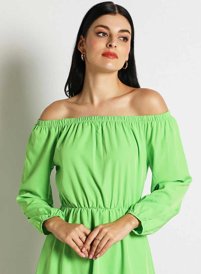 Aila Women'S Casual Mini Short Sleeve Plain Basic Dress Green  - Image 4