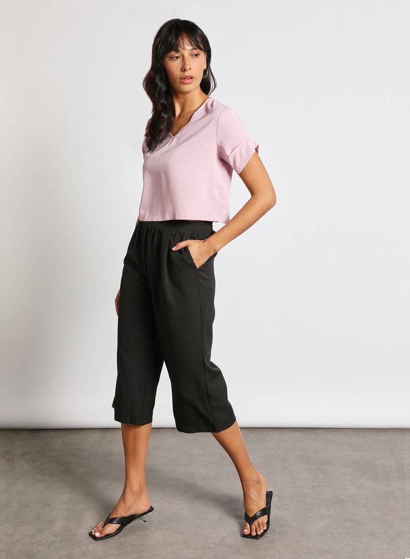 Aila Women's Casual Short Sleeve Polyester Tops With V-Neck Light Pink  - Image 2