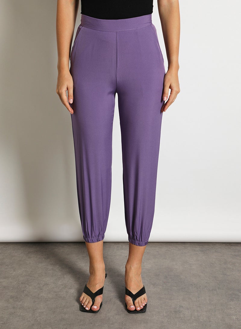 Aila Women'S Casual Slim Fit Plain Basic Pant Purple  - Image 1