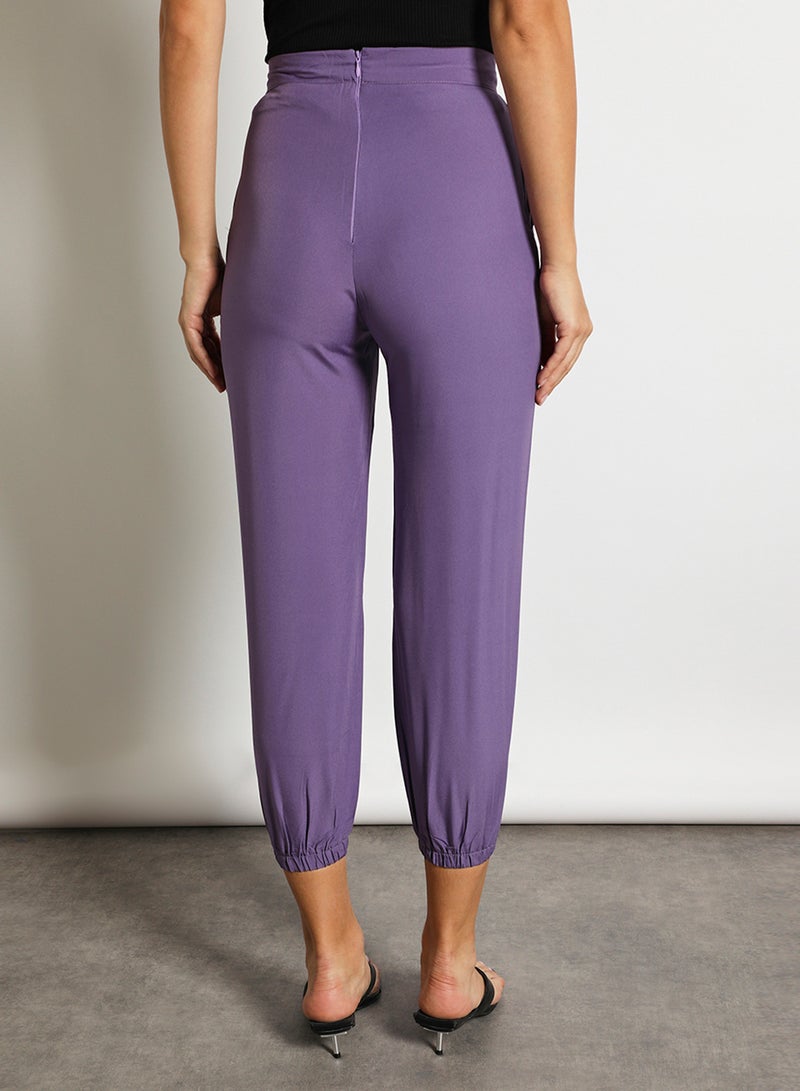 Aila Women'S Casual Slim Fit Plain Basic Pant Purple  - Image 3