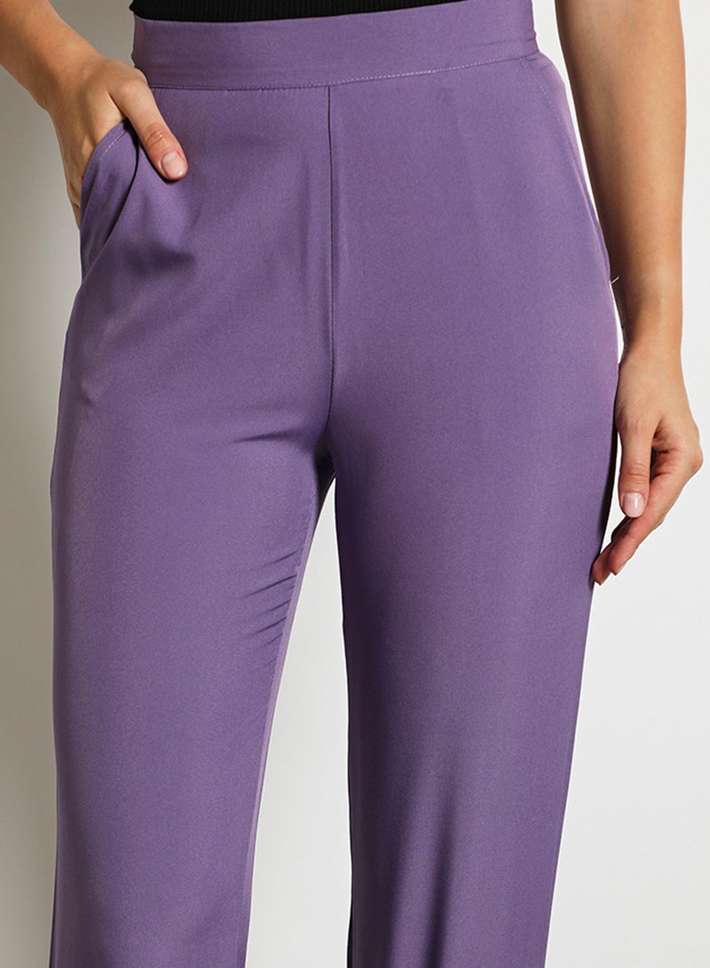 Aila Women'S Casual Slim Fit Plain Basic Pant Purple  - Image 4