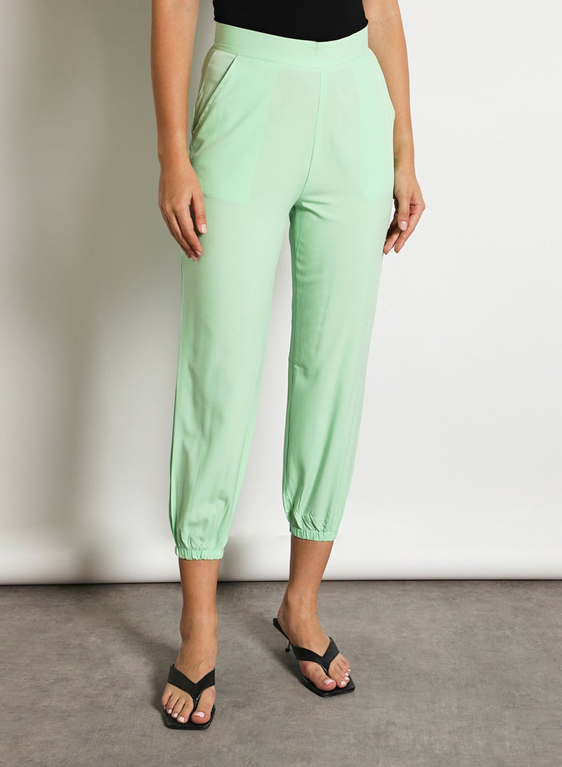 Aila Women'S Casual Slim Fit Plain Basic Pant Light Green  - Image 1