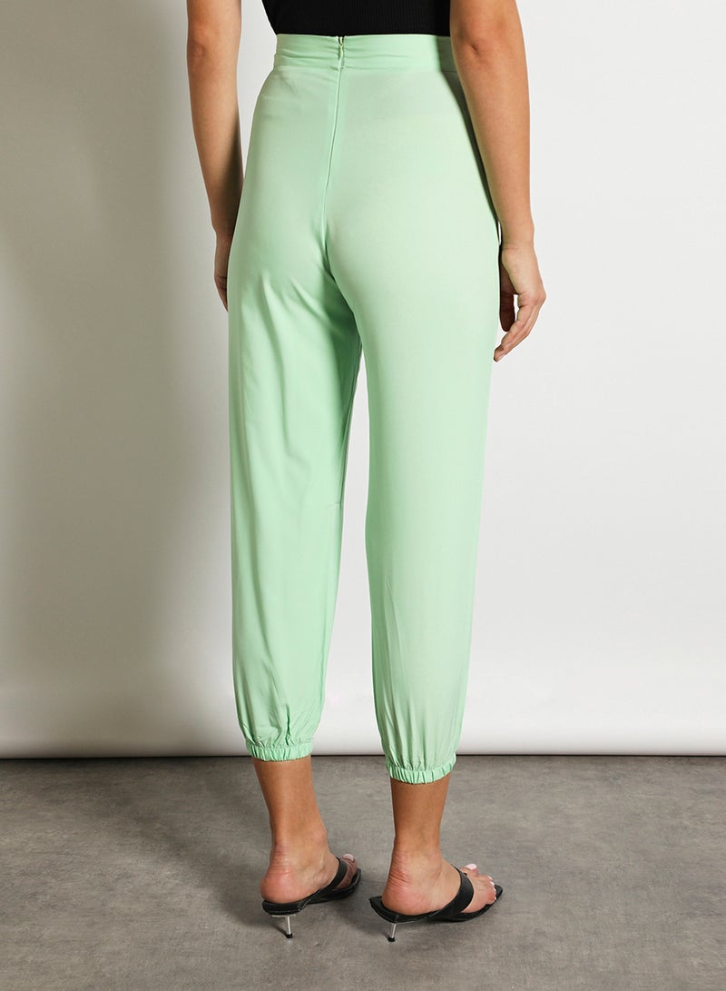 Aila Women'S Casual Slim Fit Plain Basic Pant Light Green  - Image 3