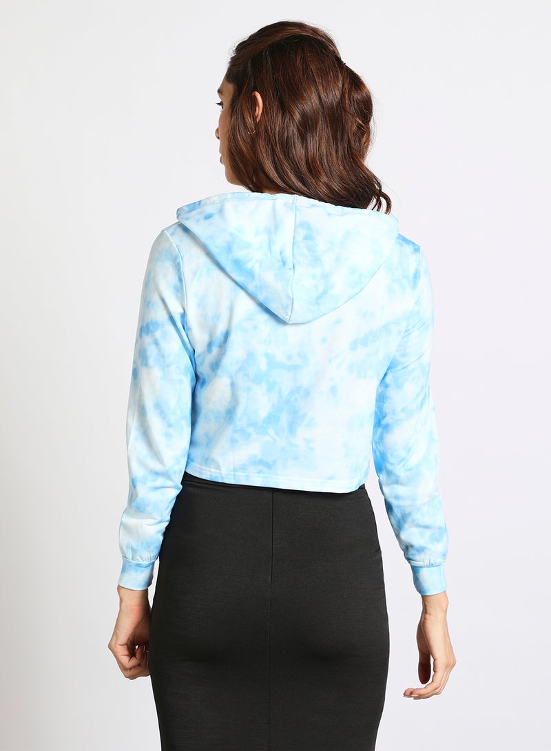 Aila - Women's Casual Long Sleeve Polyester Blend Tie-Dye With Hooded Neck Hoodies Sweat Shirts Blue - Image 1