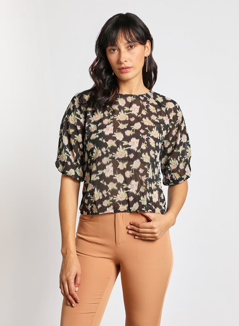 Aila Women's casual floral long sleeves blouse Multicolour  - Image 1