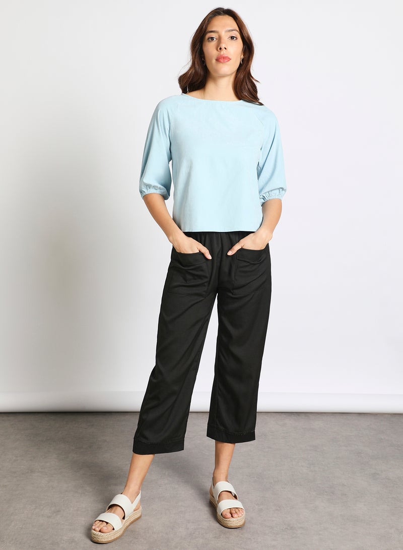 Aila Women's casual half sleeve Tops Sky Blue  - Image 2
