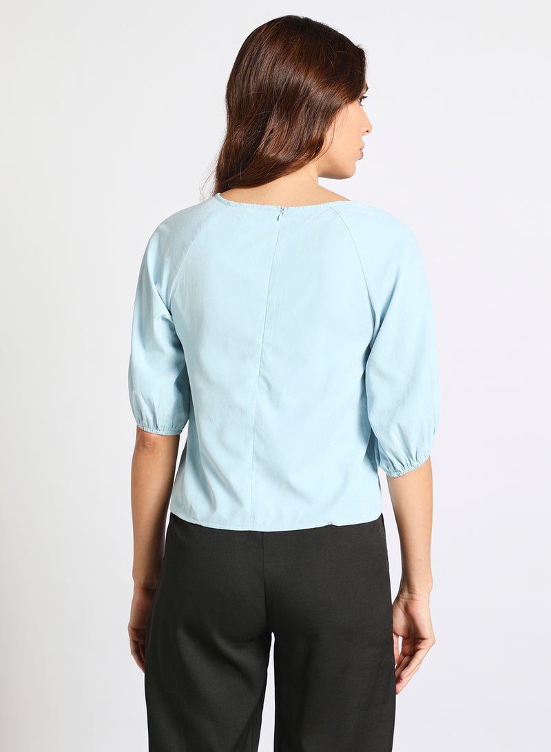 Aila Women's casual half sleeve Tops Sky Blue  - Image 3
