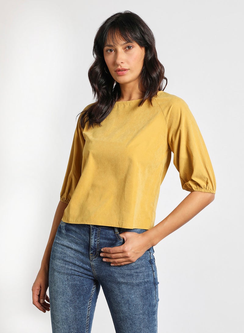 Aila Women's casual half sleeve Tops Lime Yellow  - Image 1