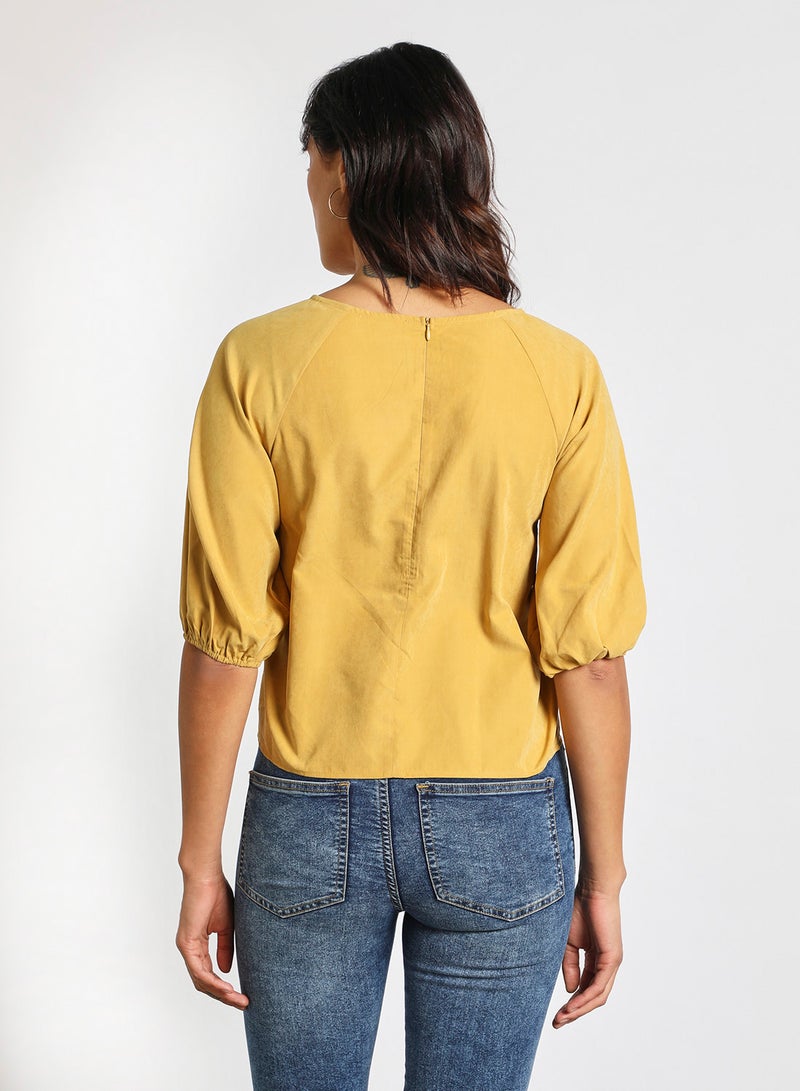 Aila Women's casual half sleeve Tops Lime Yellow  - Image 3
