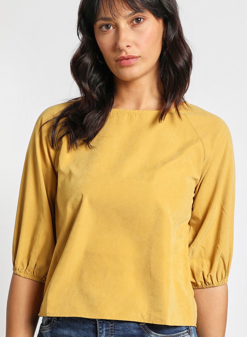 Aila Women's casual half sleeve Tops Lime Yellow  - Image 4