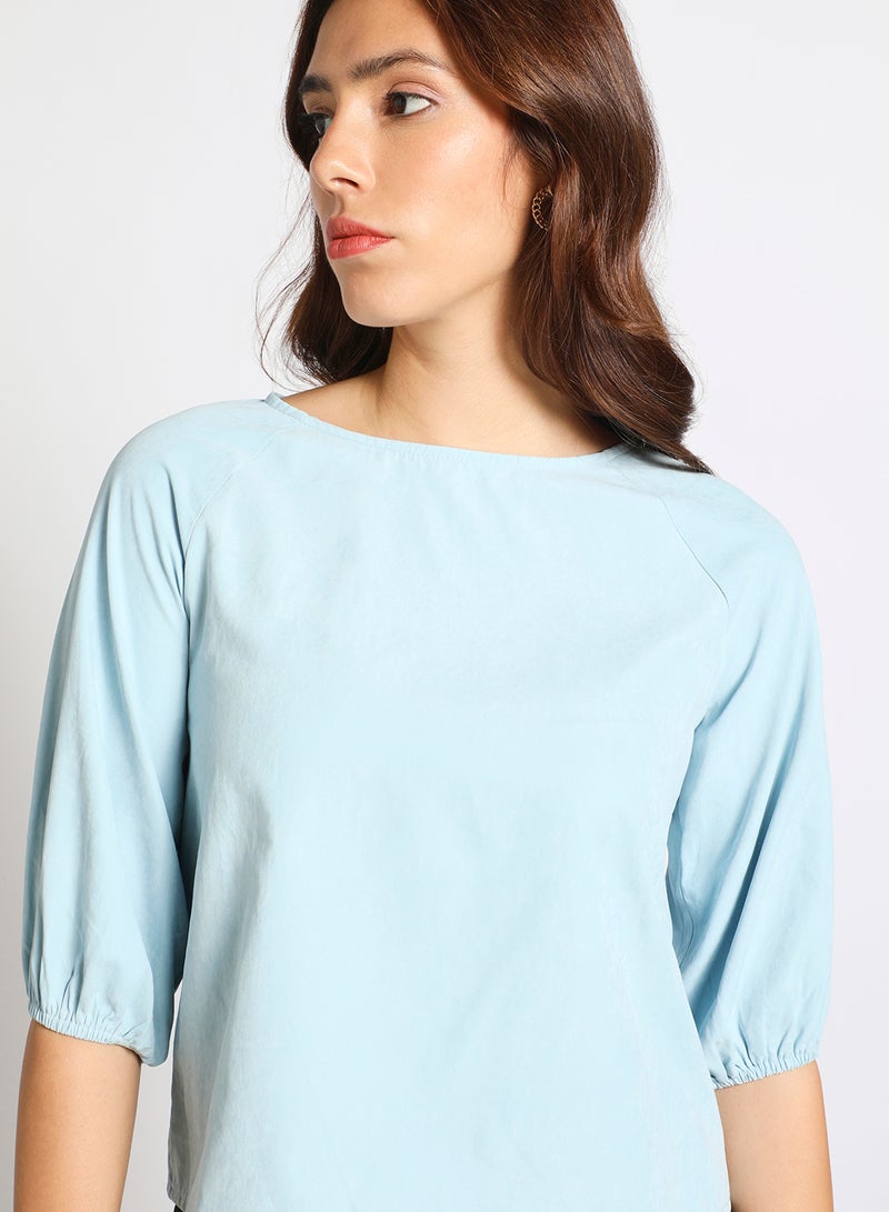Aila Women's casual half sleeve Tops Sky Blue  - Image 4