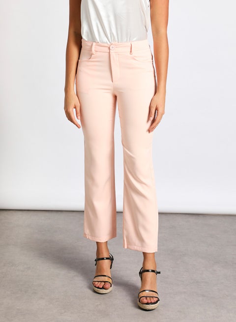 Women's Ankle Length Fitted Pants With Back And Front Pocket Pink